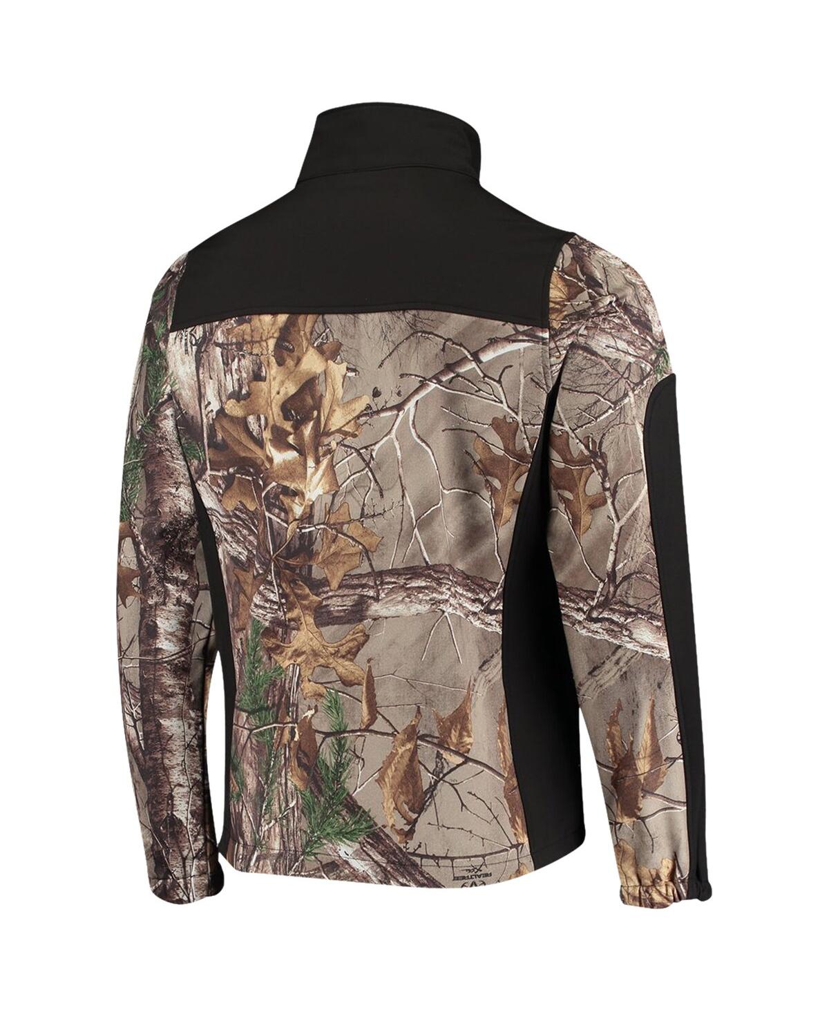DUNBROOKE MEN'S DUNBROOKE REALTREE CAMO, BLACK ATLANTA FALCONS CIRCLE HUNTER SOFTSHELL FULL-ZIP JACKET 