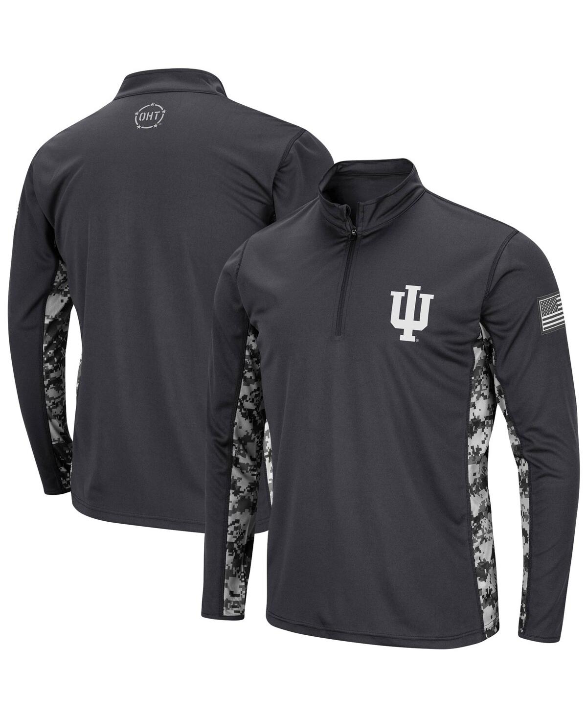 Men's ColosseumIndiana Hoosiers Oht Military-Inspired Appreciation Digi Camo Quarter-Zip Jacket - Charcoal