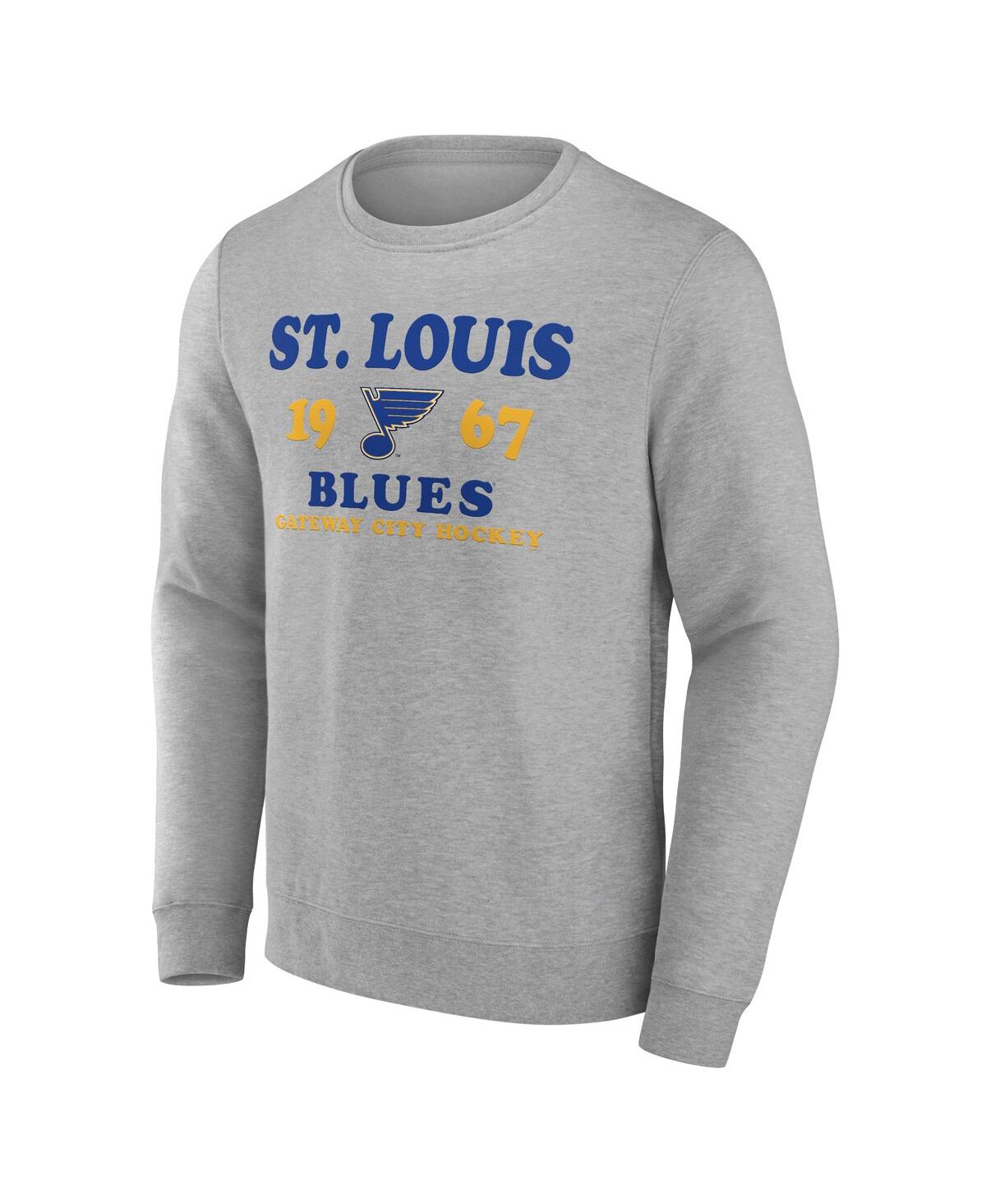Shop Fanatics Men's  Heather Charcoal St. Louis Blues Fierce Competitor Pullover Sweatshirt