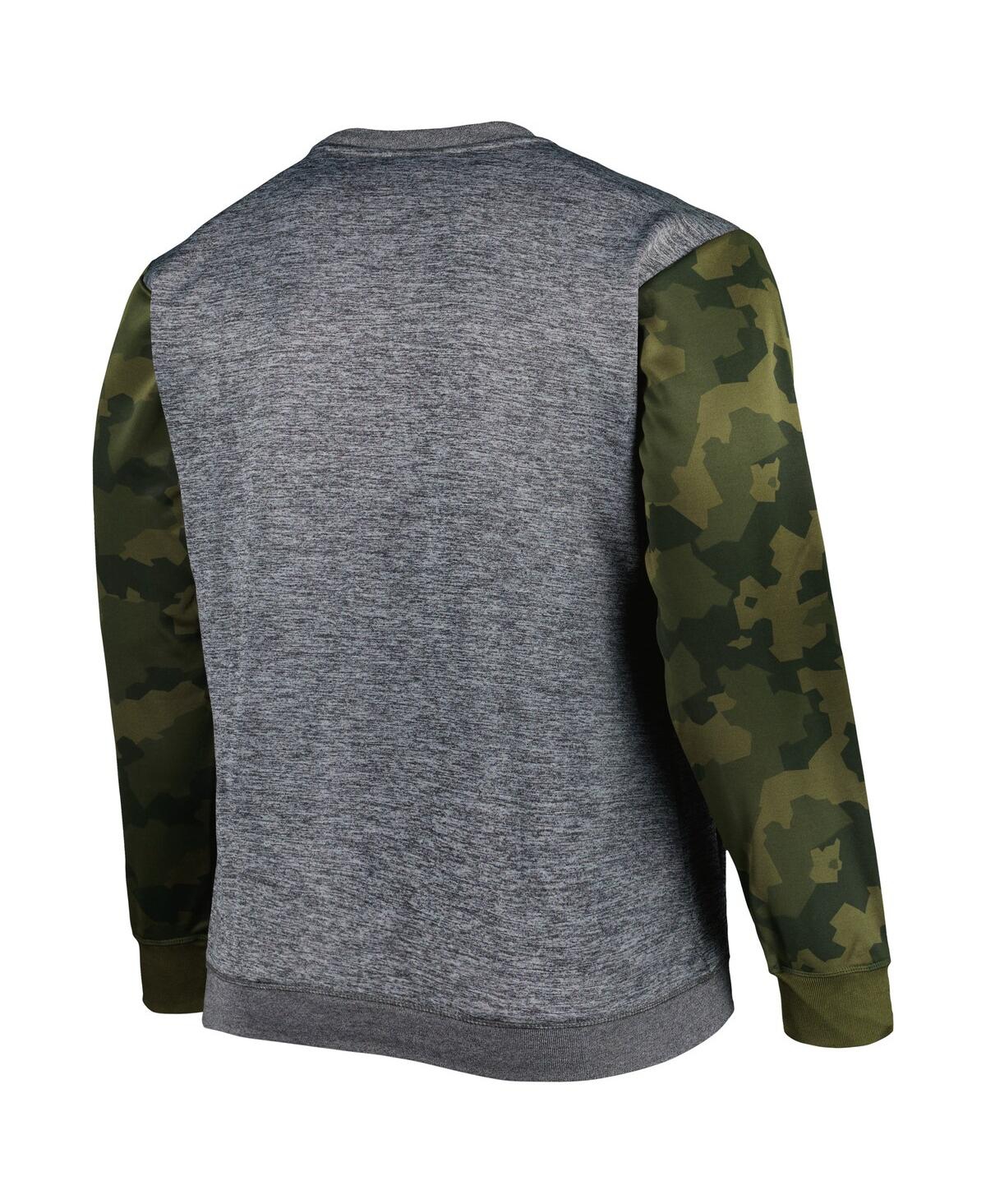 Shop Fanatics Men's  Heather Charcoal Brooklyn Nets Big And Tall Camo Stitched Sweatshirt