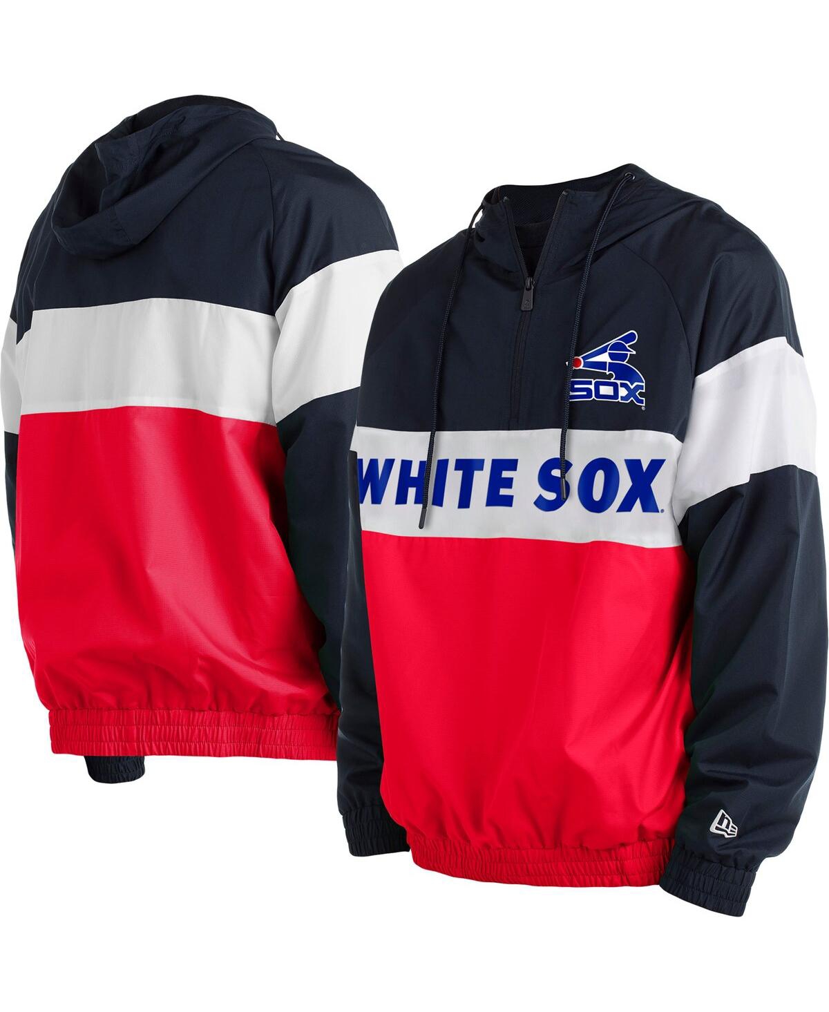 Shop New Era Men's  Red Chicago White Sox Raglan Quarter-zip Hoodie