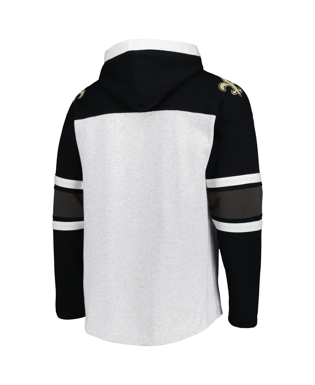 47 Brand Men's ' New Orleans Saints Heather Gray Gridiron Lace-up Pullover Hoodie In Heather Gray