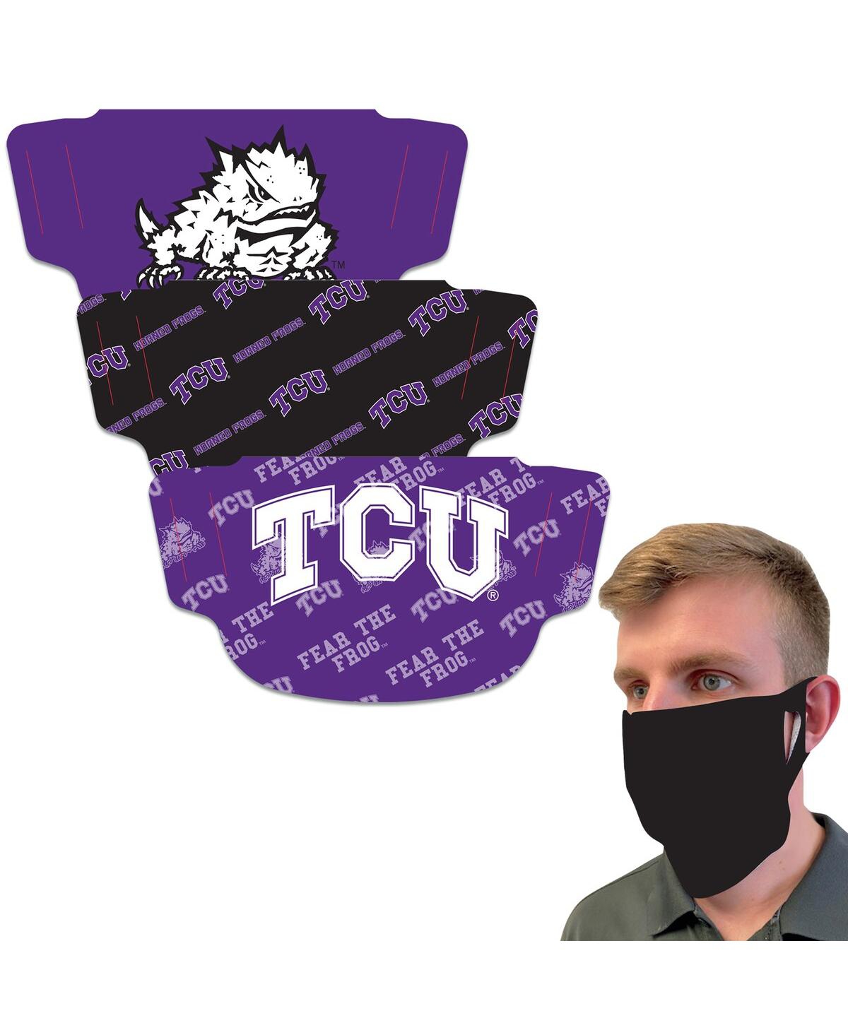 Shop Wincraft Men's And Women's  Tcu Horned Frogs Face Covering 3-pack In Purple