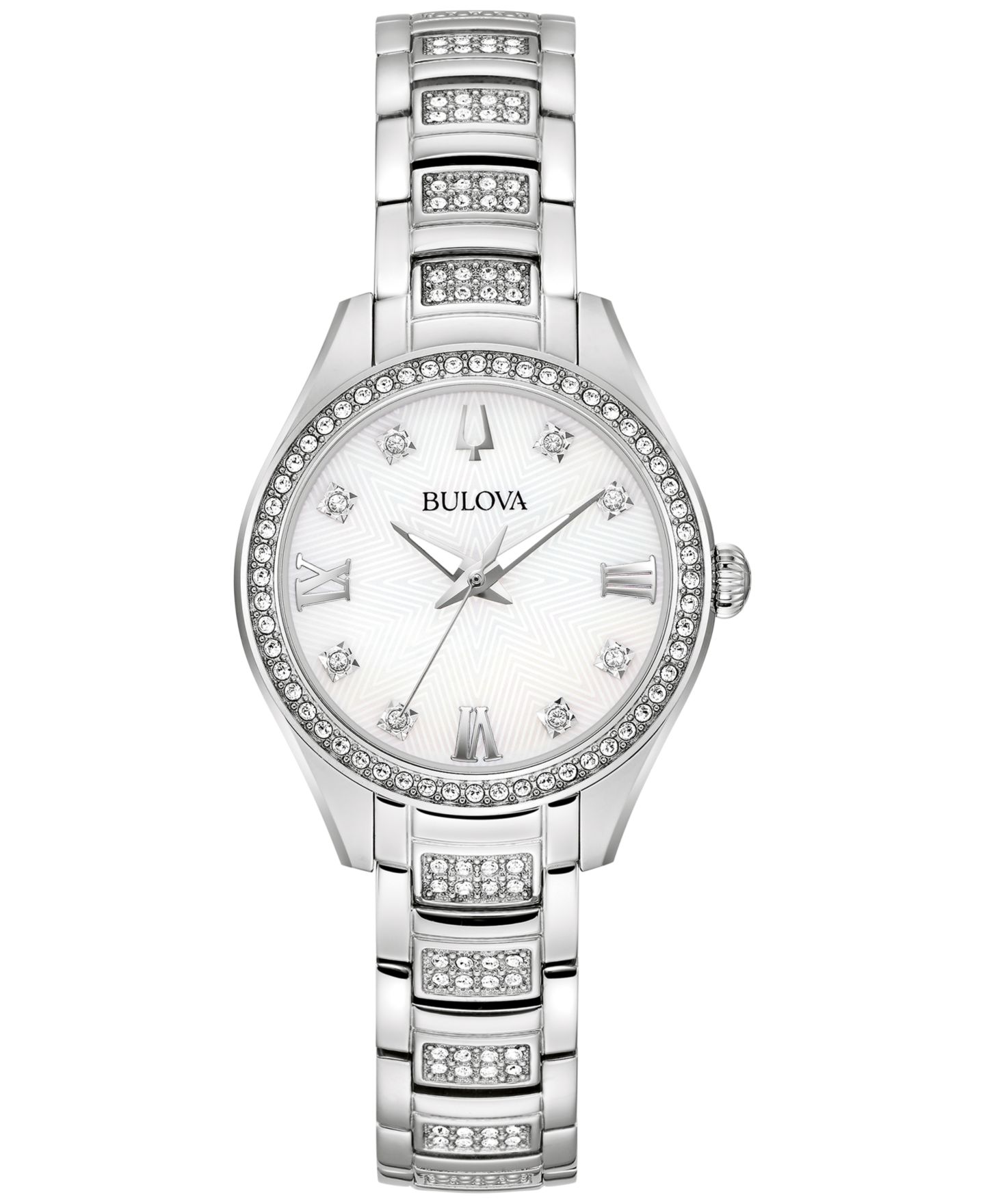 Женские часы Bulova Crystal Stainless Steel Bracelet Watch 29mm — фото 1