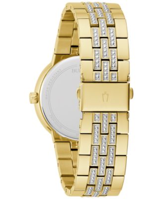 Men's Crystal Gold-Tone Stainless Steel Bracelet Watch 40mm & Necklace Box Set