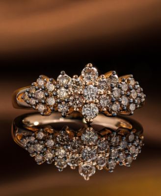 Chocolate Ombr&eacute; Diamond Cluster Ring (1 ct. t.w.) in 14k Rose Gold, White Gold or Yellow Gold