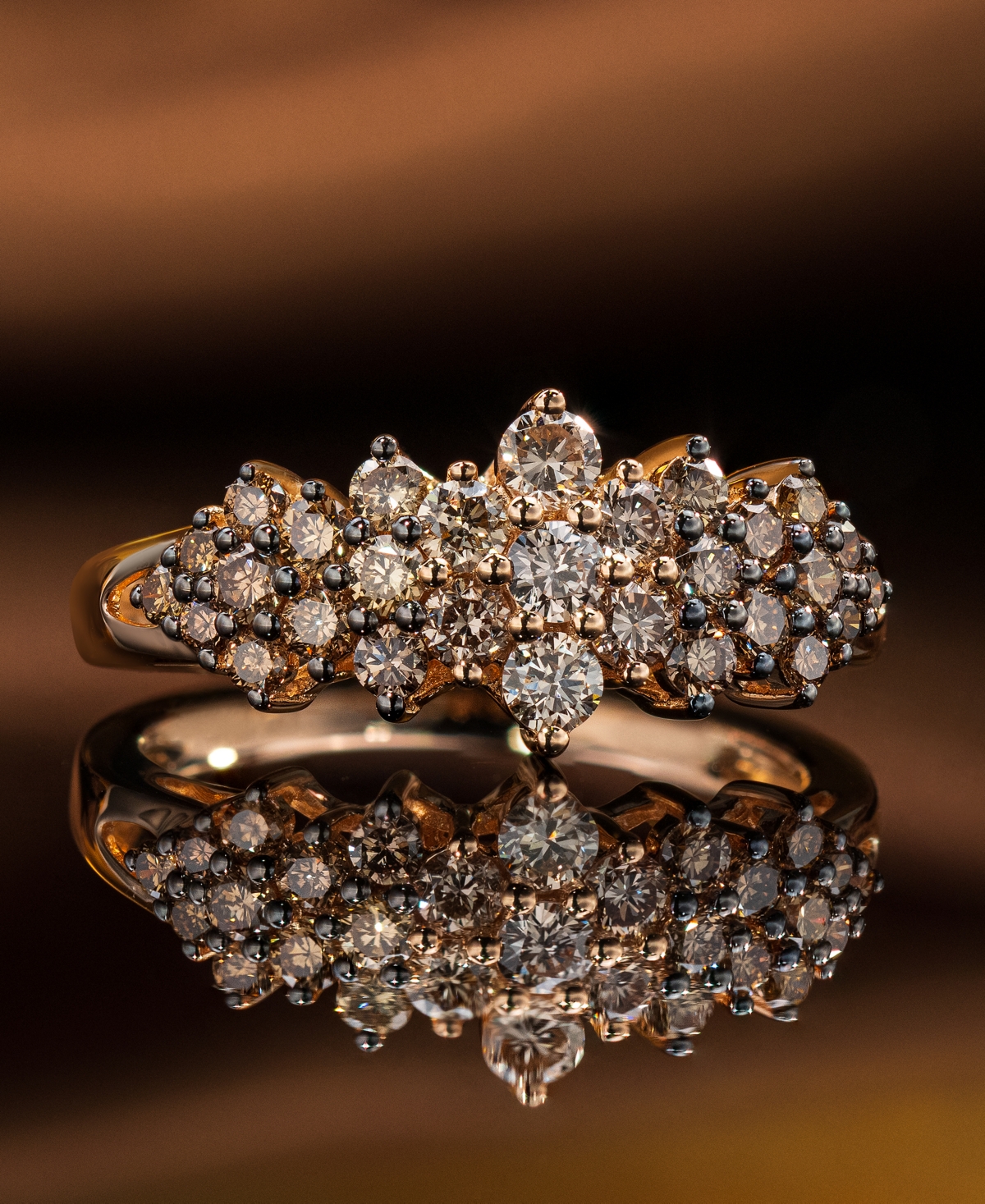 Le Vian Chocolate Ombre Diamond Cluster Ring (1 ct. t.w.) in 14k Rose Gold, White Gold or Yellow Gold - 14K Strawberry Gold Ring