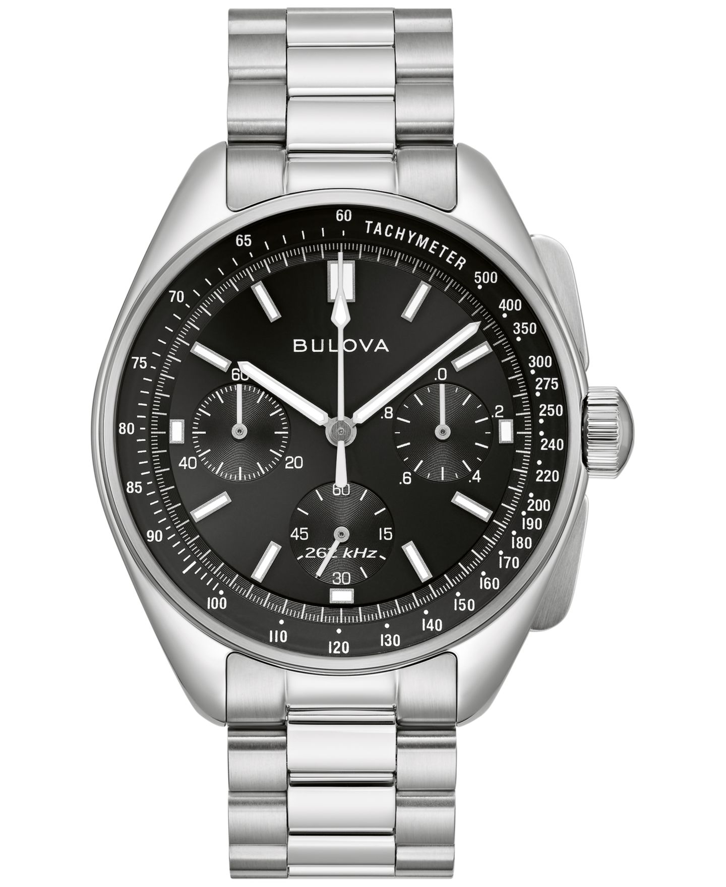 Мужские часы Bulova Chronograph Archive Lunar Pilot Stainless Steel Bracelet Watch Box Set 44mm — фото 1