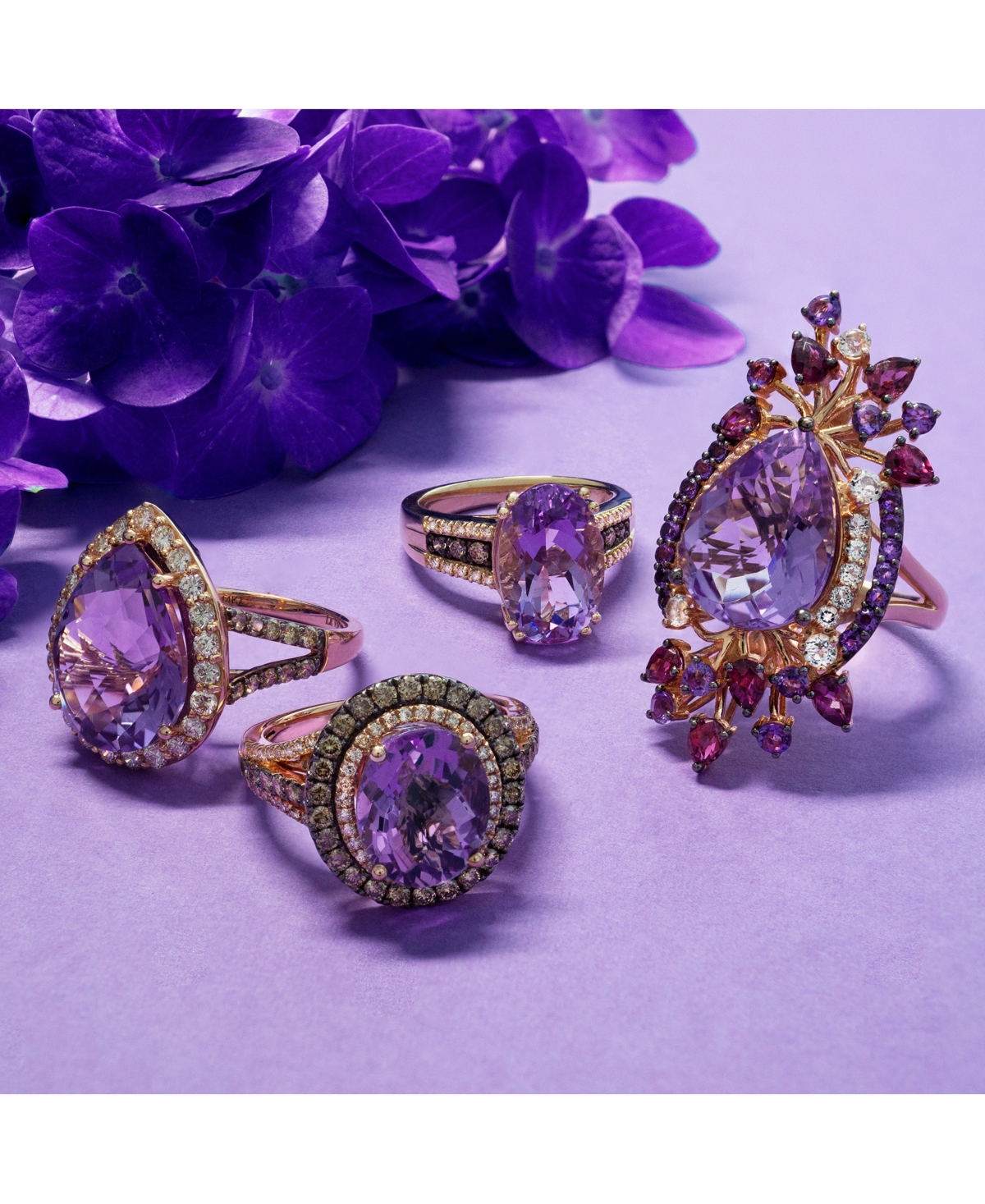 Le Vian Grape(3-7/8 ct. t.w.) & Diamond (1/5 ct. t.w.) Statement Ring in 14k Gold - Amethyst