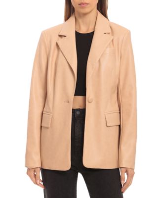 Avec Les Filles - Women's Faux-Leather Fitted Blazer