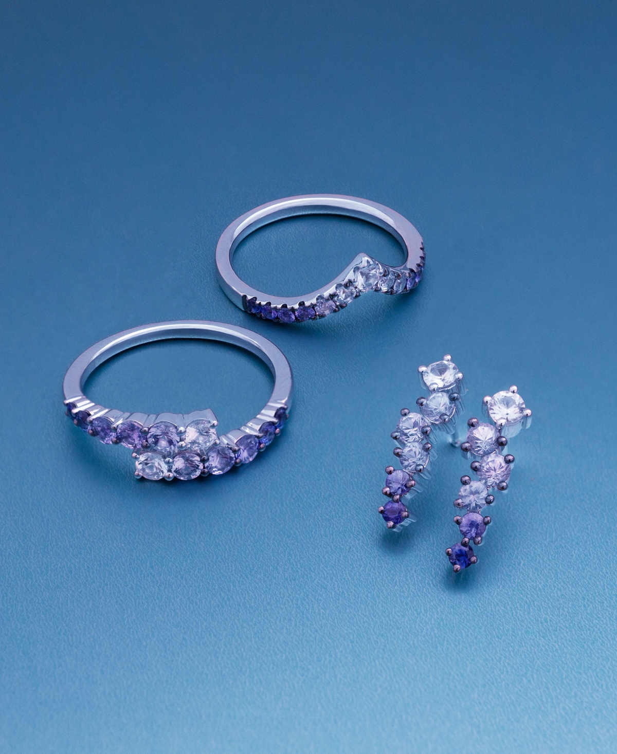 Le Vian Denim Ombre (1/3 ct. t.w.) & White Sapphire (1/10 ct. t.w.) V Ring in 14k- White Gold