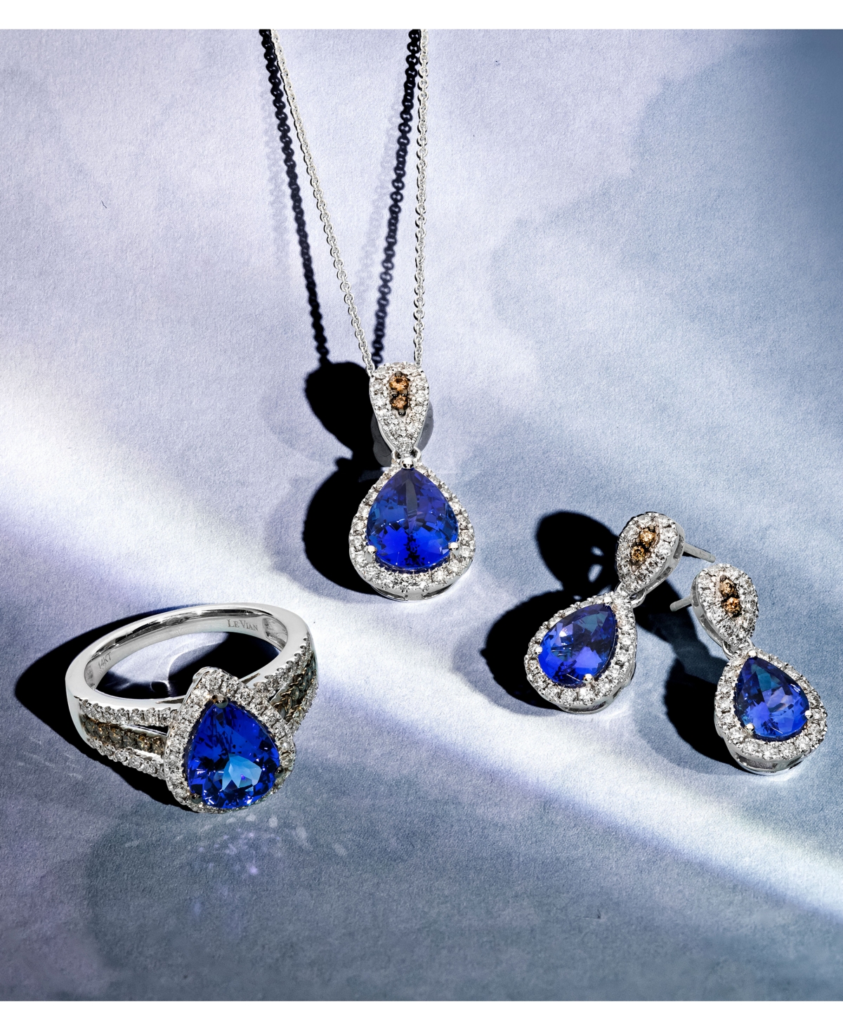 Le Vian Blueberry(2 ct. t.w.) & Diamond (5/8 ct. t.w.) Drop Earrings in 14k White Gold - Tanzanite