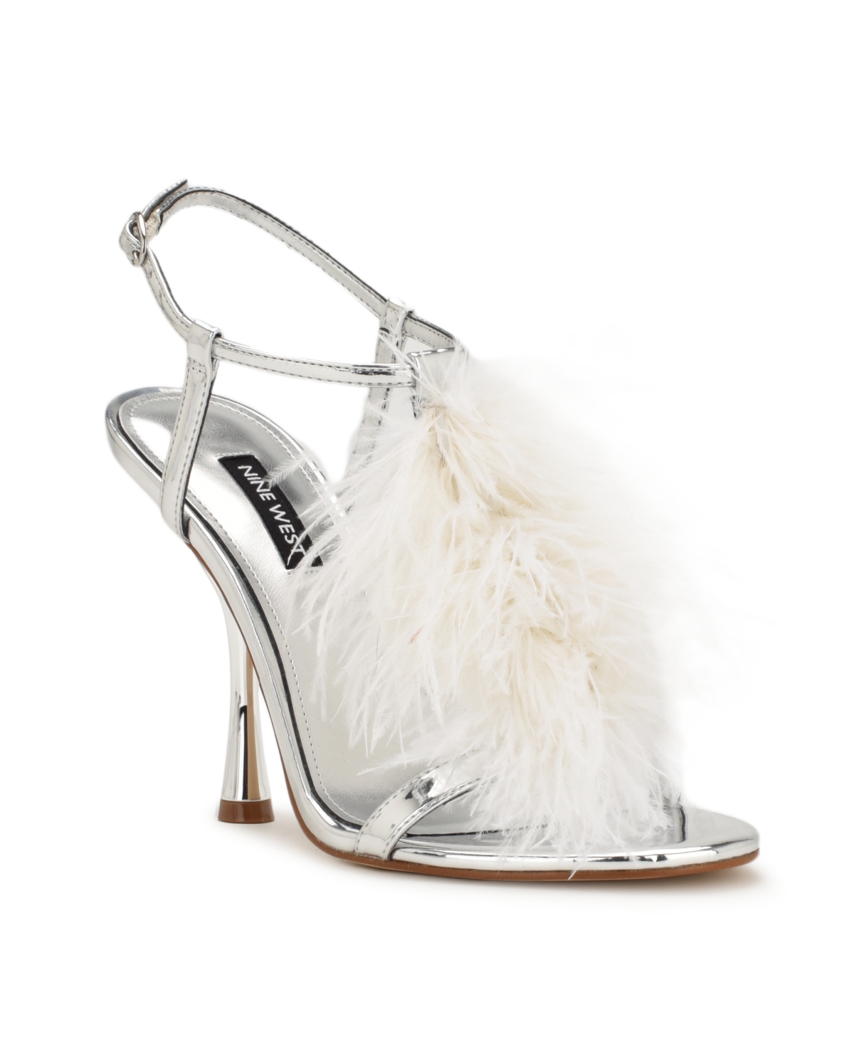 Nine West Women's Million Ankle Strap Heeled Dress Sandals - Silver Mirror Metallic