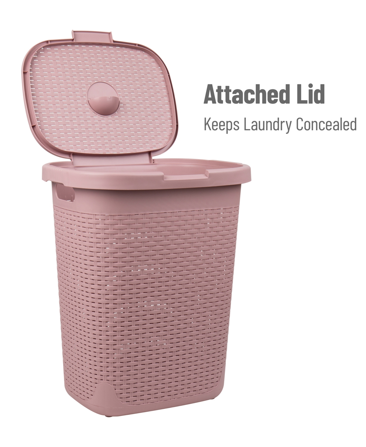 Shop Mind Reader Basket Collection Slim Laundry Hamper, Cut Out Handles, Attached Hinged Lid, Ventilated, Set Of 2 In Pink