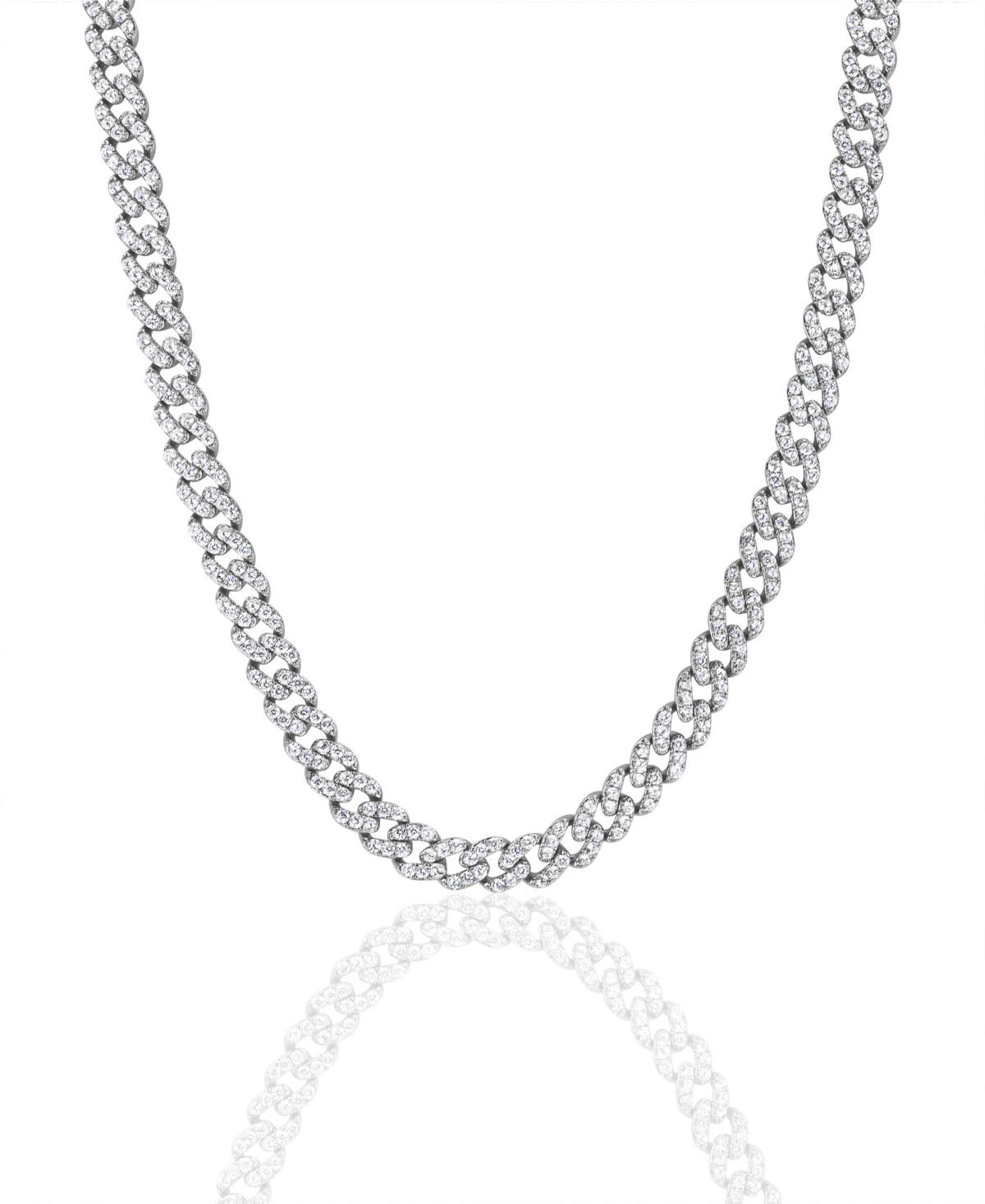 Frosty Link Collection 9mm Necklace in White Gold- Plated Brass, 16" - Silver