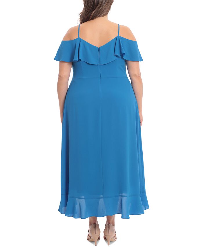 London Times Plus Size Ruffled Cold Shoulder Maxi Dress Macys 