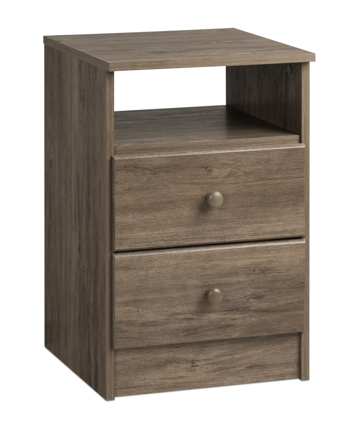 Prepac Astrid 2-drawer Nightstand With Open Shelf In Drifted Gray