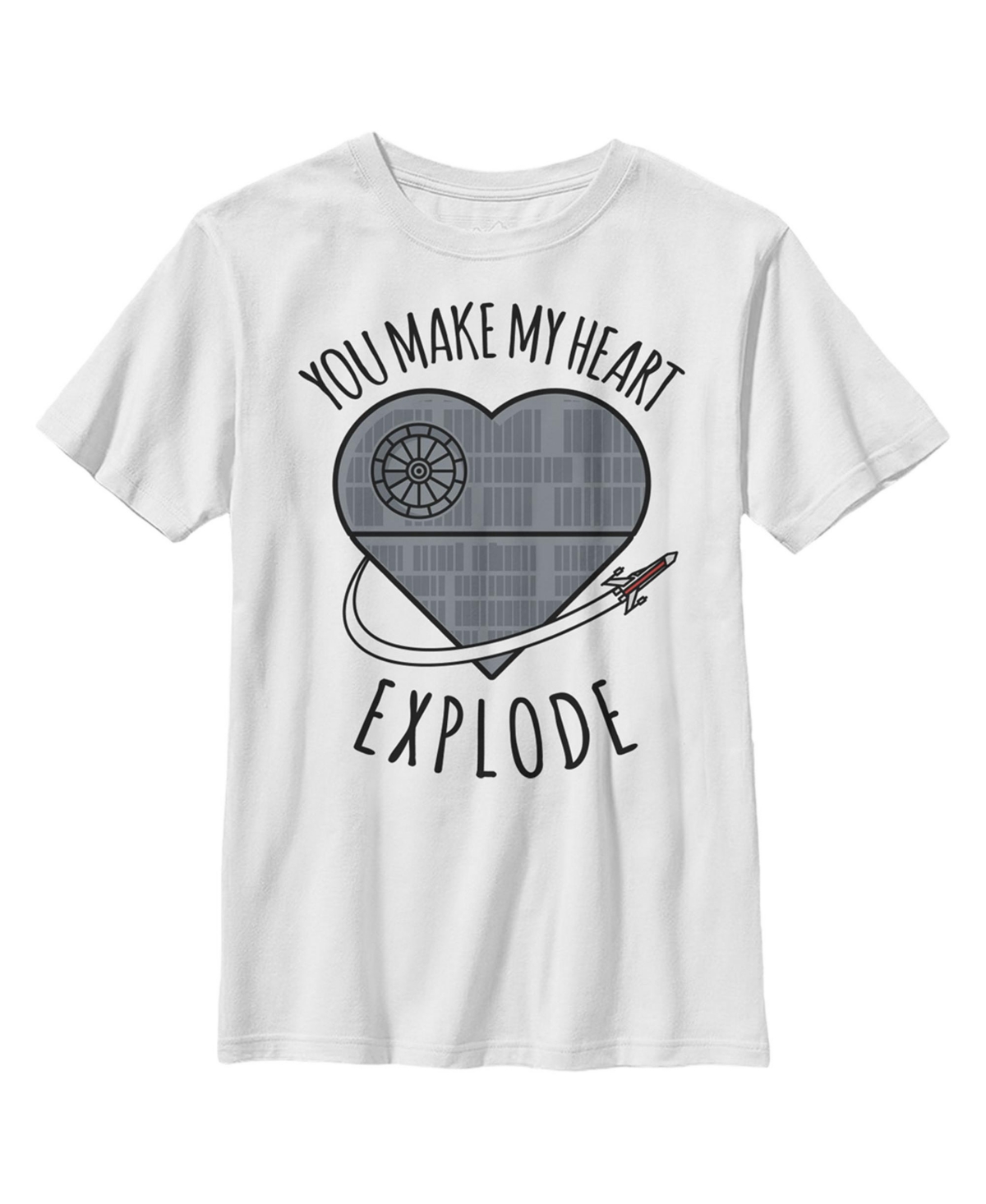 Disney Lucasfilm Kids' Boy's Star Wars Valentine Death Star Heart Child T-shirt In White