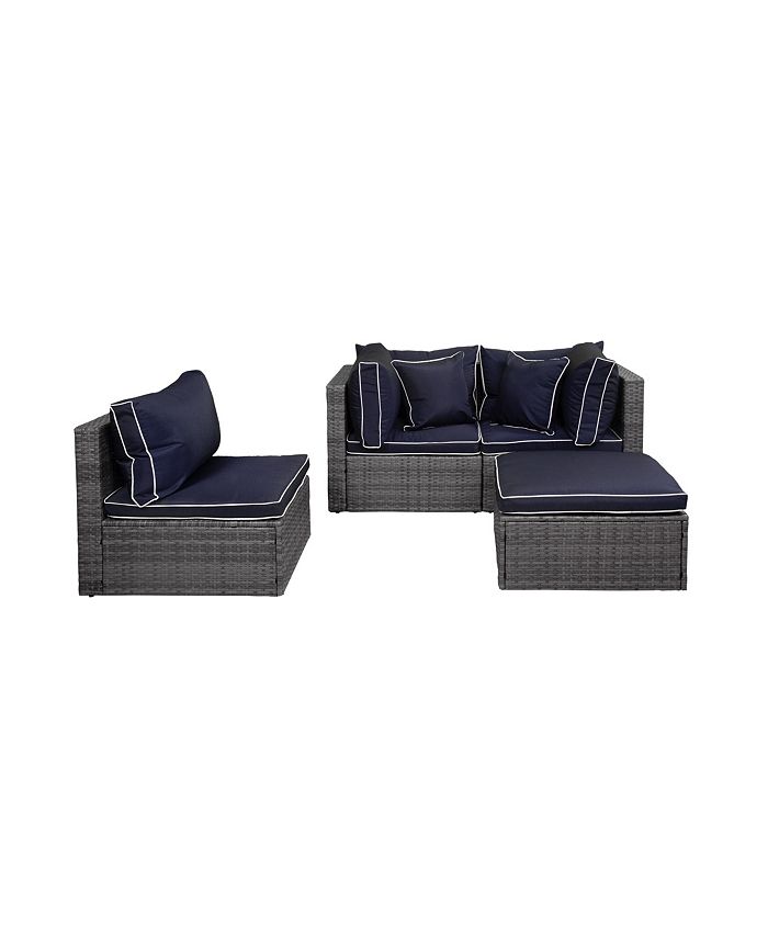 WestinTrends 4Piece Outdoor Patio Sofa Sectional Set with Ottoman Macy's