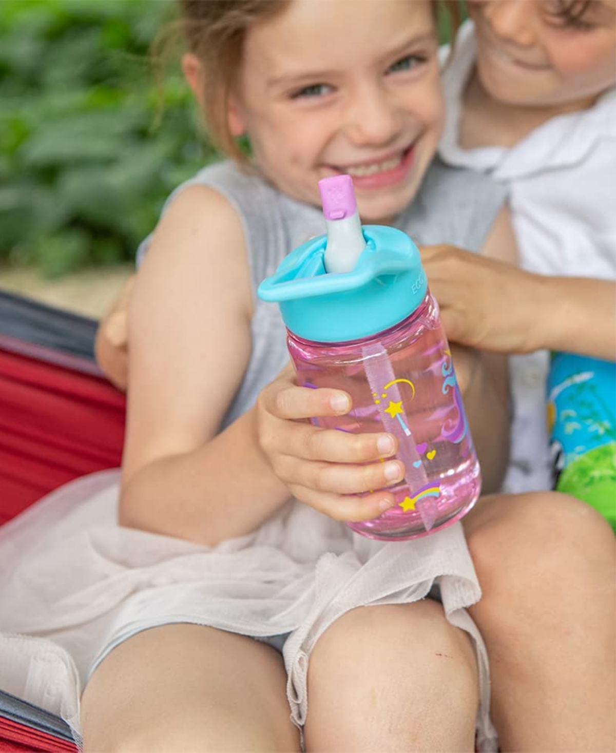 EcoVessel Splash Kids Eastman Tritan Plastic Bottle with Design and Flip Straw Lid,