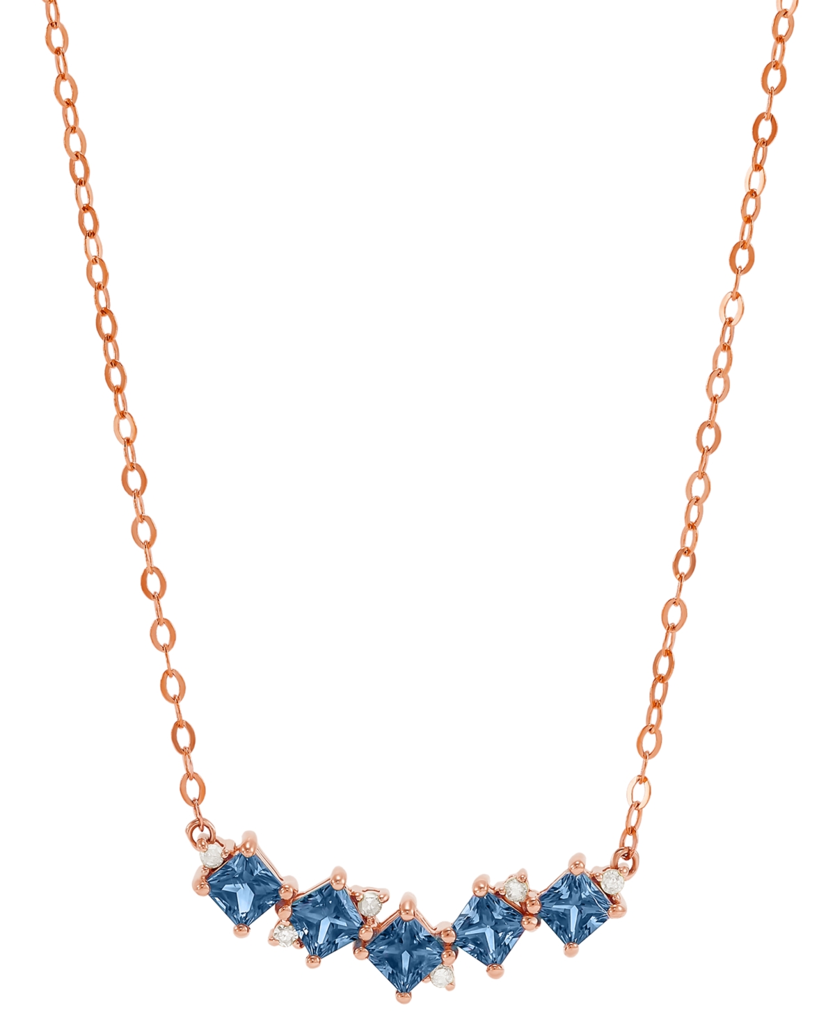 Macy's Amethyst (3/4 Ct. T.w.) & Diamond (1/20 Ct. T.w.) 18" Collar Necklace In 14k Gold (also In London Bl In London Blue Topaz