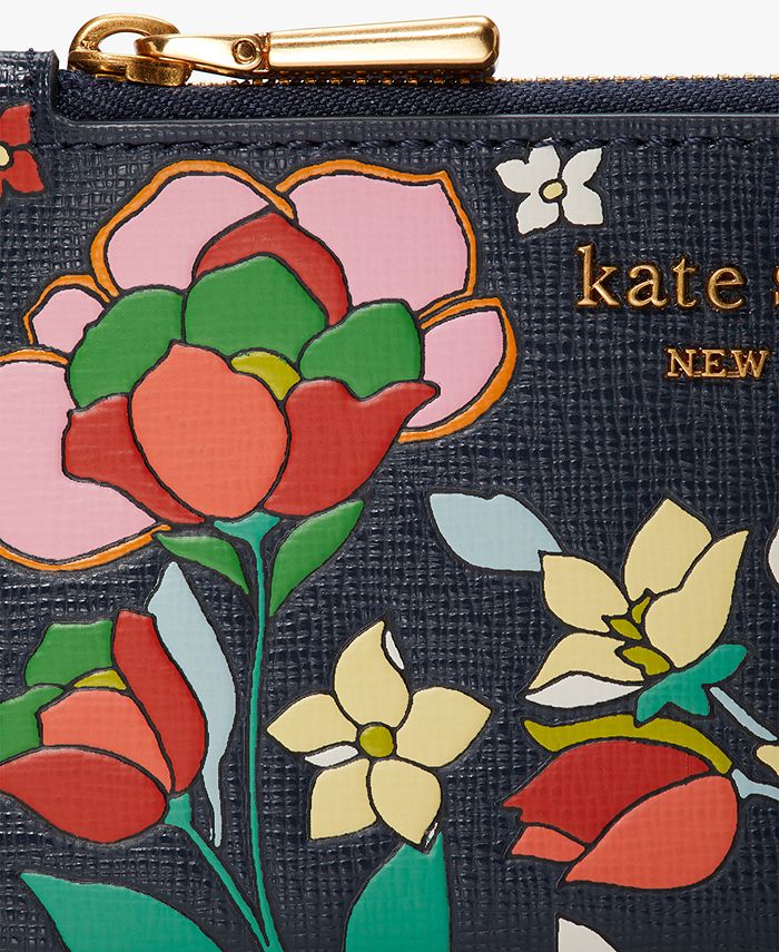 kate spade new york Morgan Flower Bed Embossed Saffiano Leather Small Slim  Bifold Wallet - Macy's