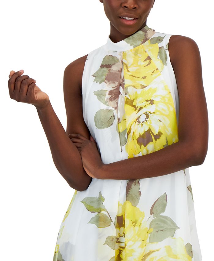 Robbie Bee Petite Floral Print Mock Neck Trapeze Dress Macy s