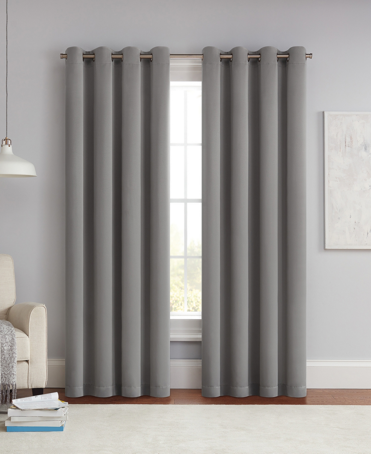 Eclipse Solid Thermapanel Grommet Energy Saving Room Darkening Curtain Panel, 63" X 54" In Gray