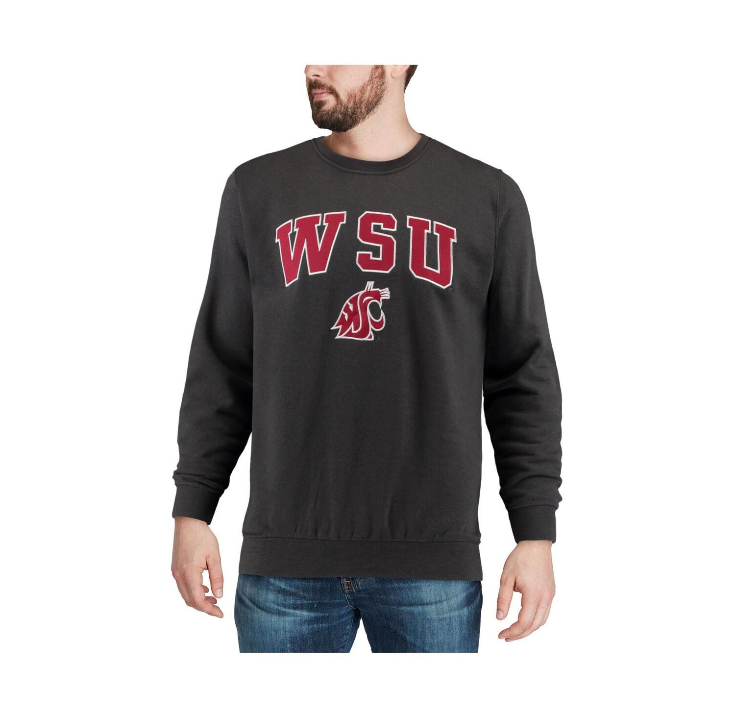 Men's Washington State Cougars Arch and Logo Crew Neck Sweatshirt