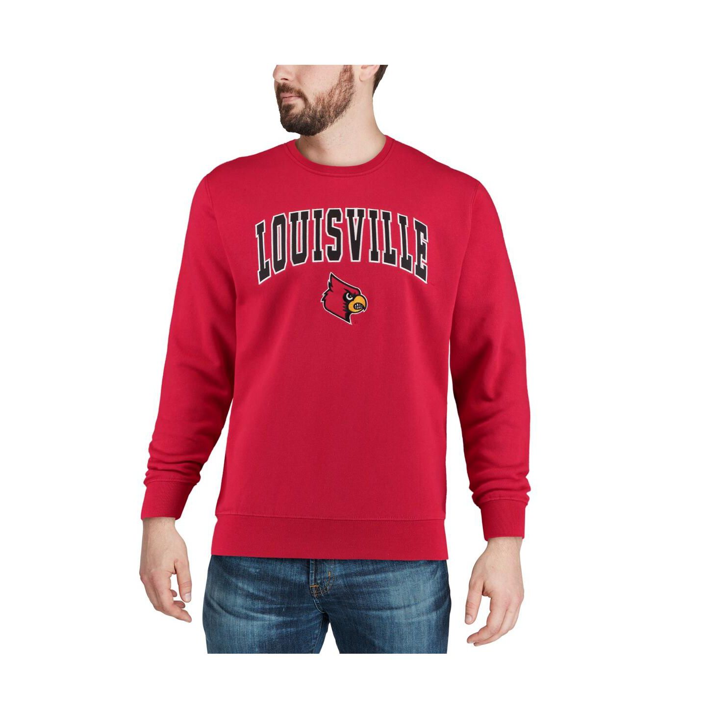 Мужская толстовка Colosseum Louisville Cardinals Arch and Logo Crew Neck, цвет: Угольный — фото 5