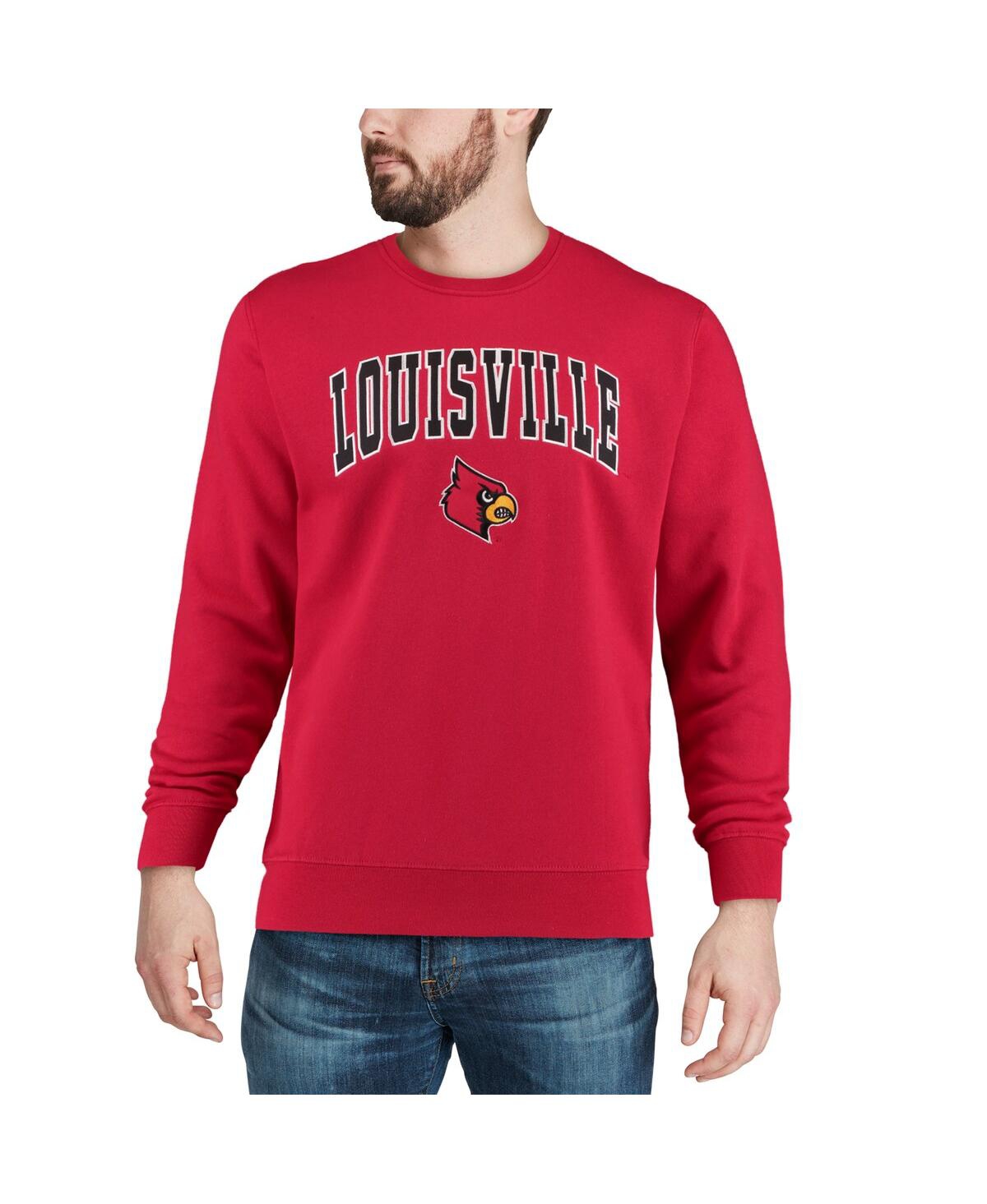 Colosseum Men's Louisville Cardinals Arch And Logo Crew Neck Sweatshirt In Red