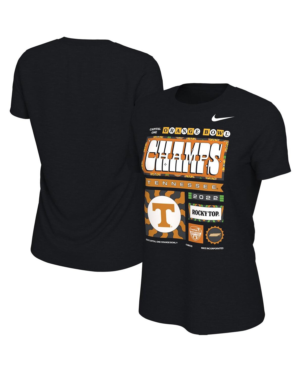 Nike Women's  Black Tennessee Volunteers 2022 Orange Bowl Champions Locker Room T-shirt In Black