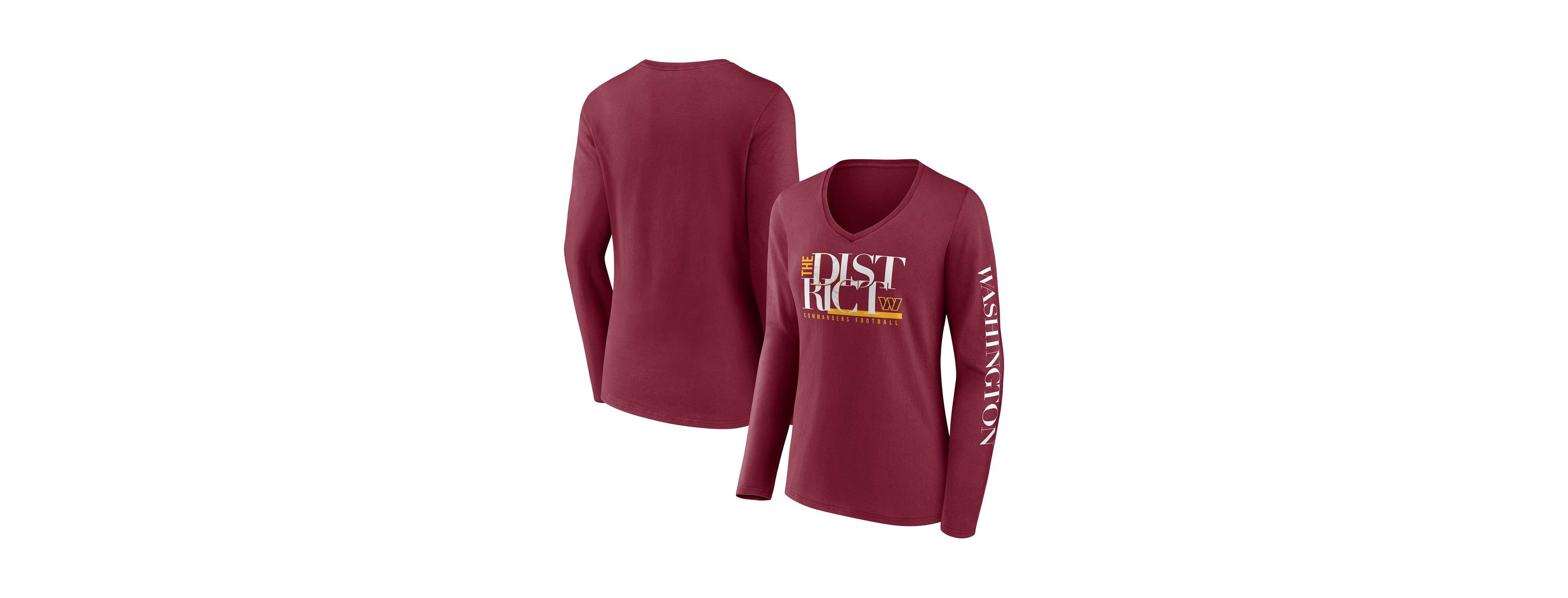 Women's Fanatics Burgundy Washington Commanders Hometown Sweep Long Sleeve V-Neck T-shirt