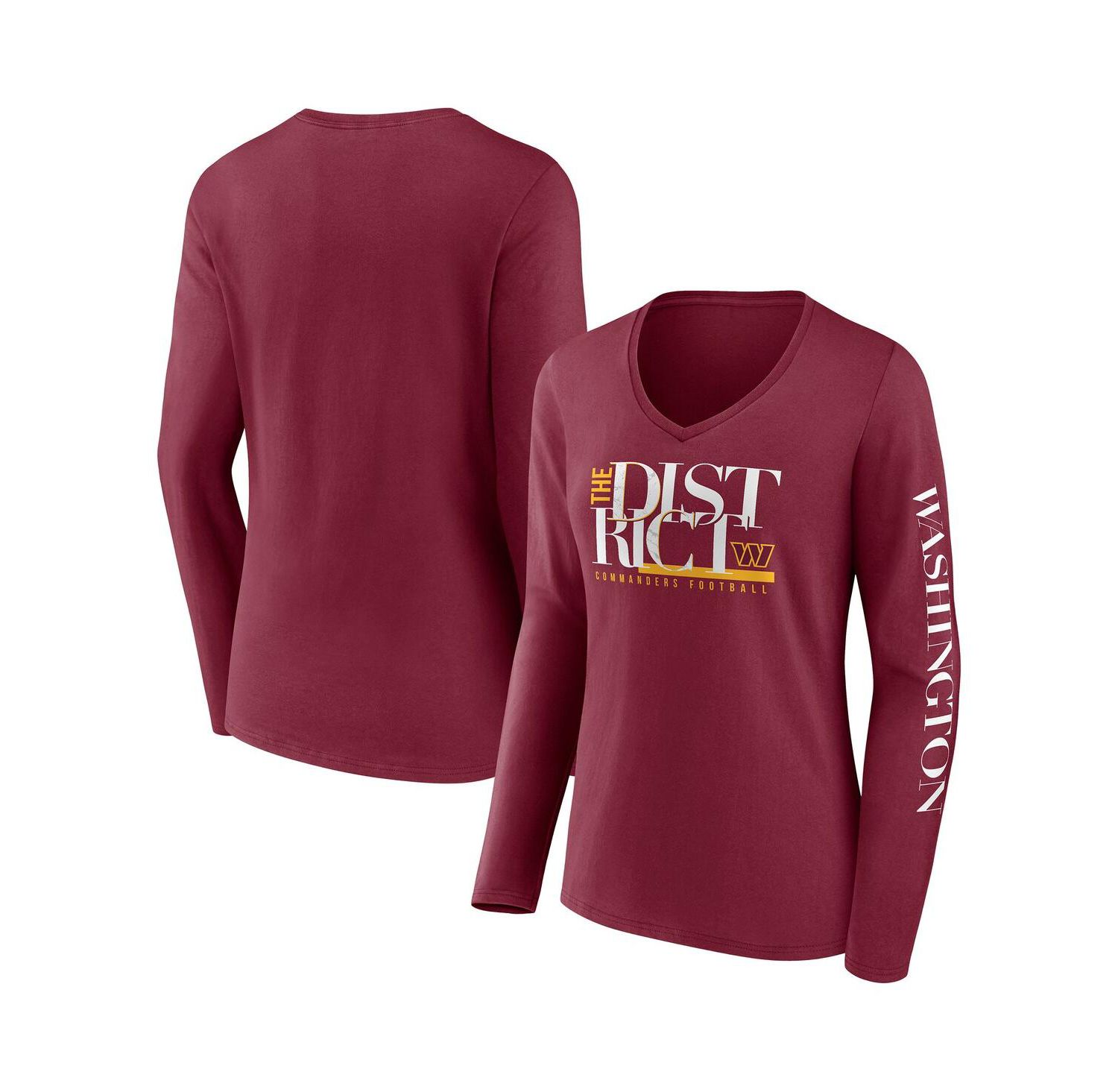 Women's Burgundy Washington Commanders Hometown Sweep Long Sleeve V-Neck T-shirt