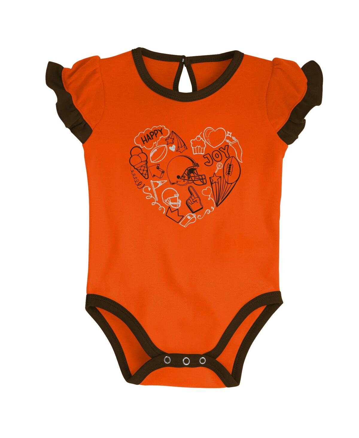 Outerstuff Newborn & Infant Brown/orange Cleveland Browns Too Much Love Two-piece Bodysuit Set In Brown,orange
