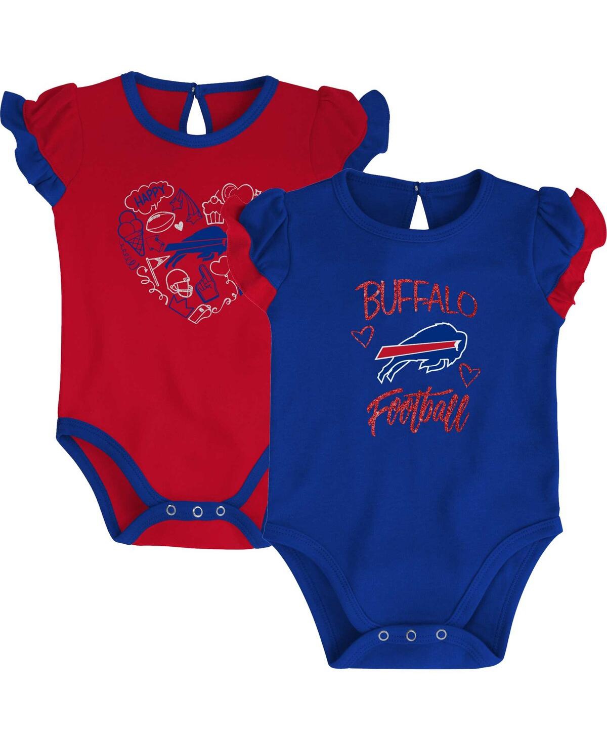 Outerstuff Newborn And Infant Boys And Girls Royal, Red Buffalo Bills Too Much Love Two-piece Bodysuit Set In Royal,red