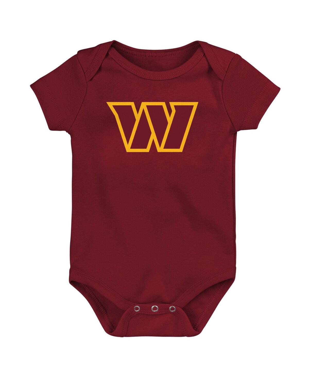 Shop Outerstuff Infant Boys And Girls Burgundy, Gold, Heathered Gray Washington Commanders 3-pack Game On Bodysuit S In Burgundy,gold