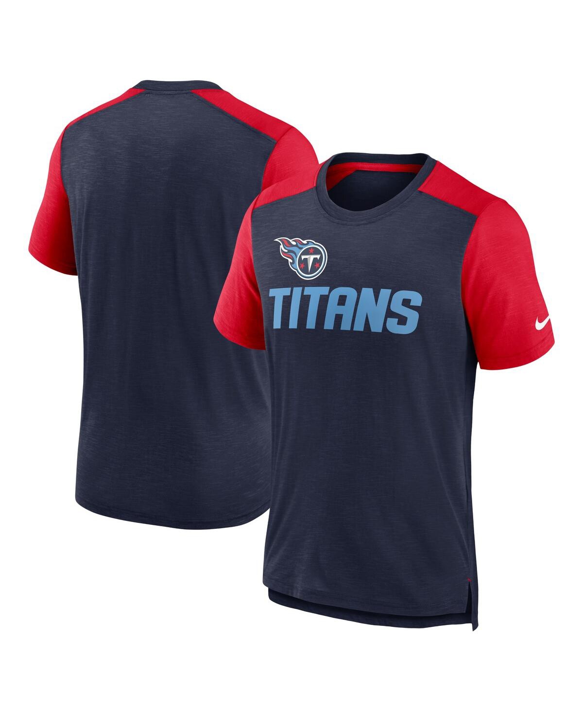 Men's Nike Heathered Red Tennessee Titans Color Block Team Name T-shirt - Heathered Red