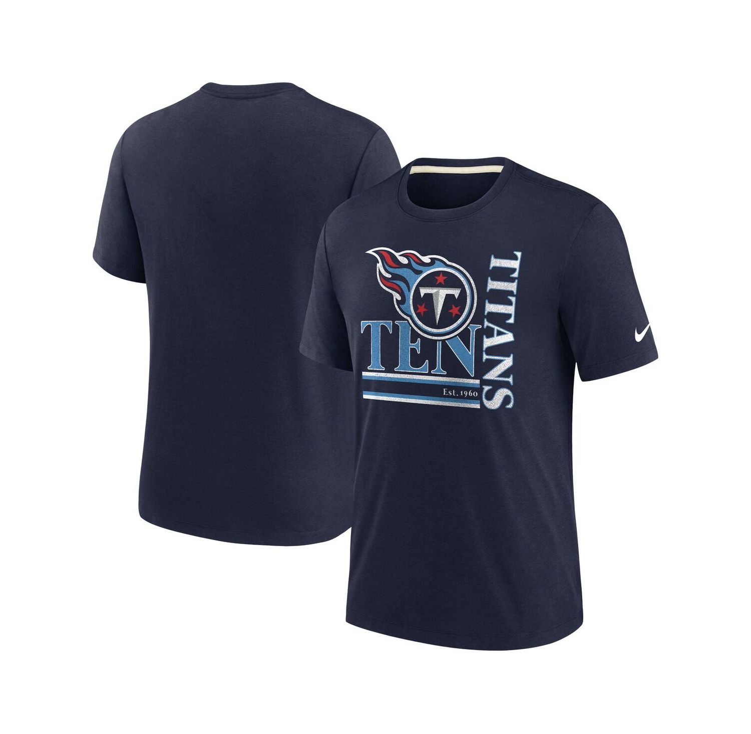 Men's Navy Tennessee Titans Wordmark Logo Tri-Blend T-shirt
