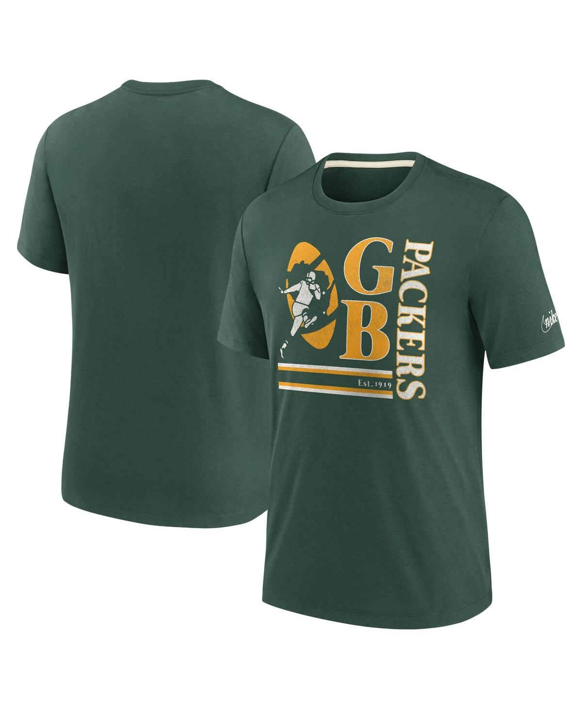 Shop Nike Men's  Green Green Bay Packers Wordmark Logo Tri-blend T-shirt