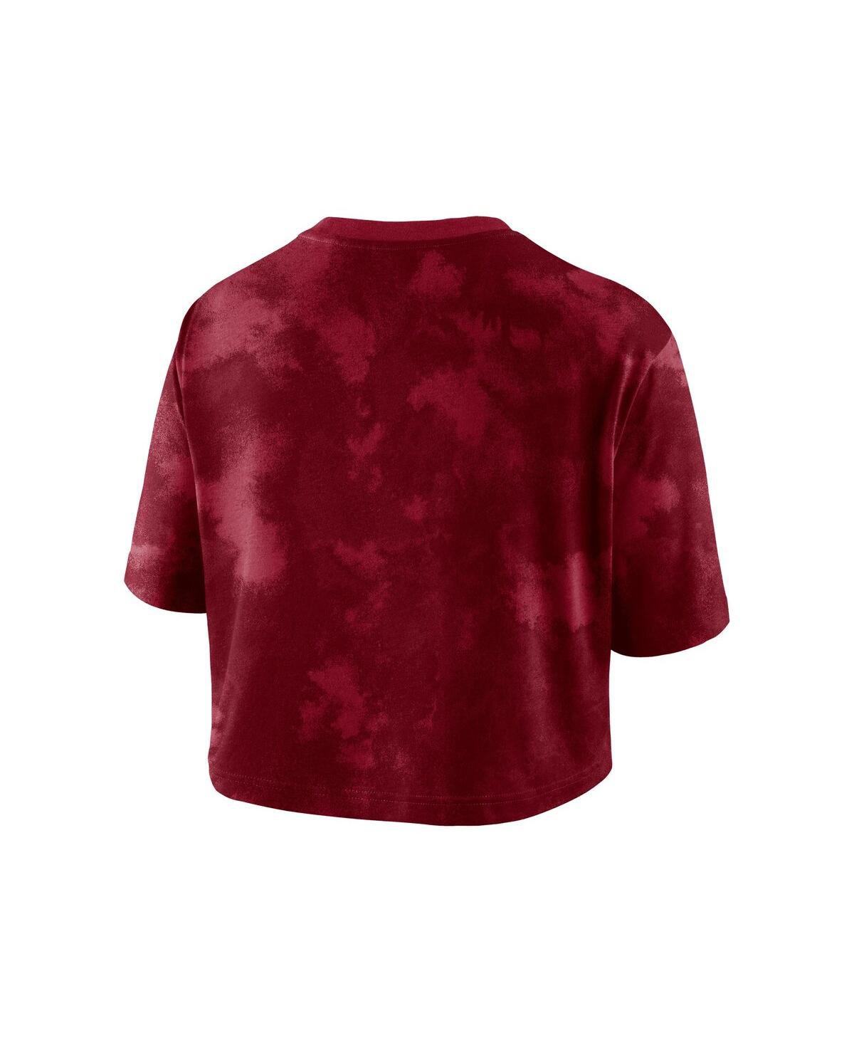Shop Nike Women's  Crimson Oklahoma Sooners Tie-dye Cropped T-shirt