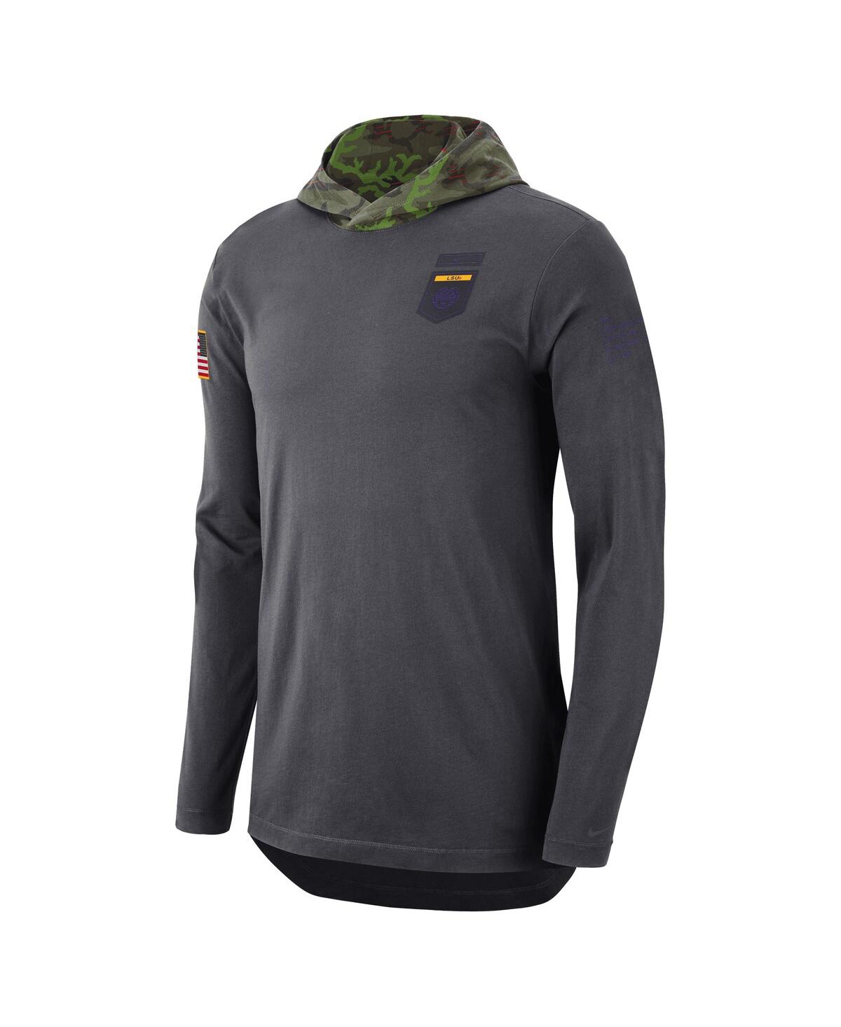 Men's NikeLsu Tigers Military-Inspired Long Sleeve Hoodie T-shirt - Anthracite