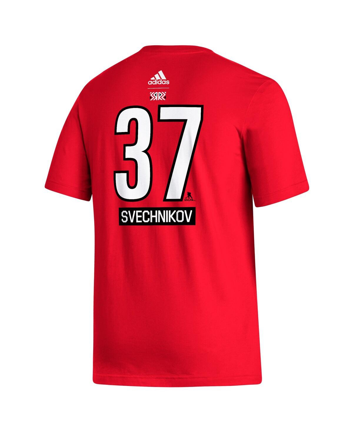 Shop Adidas Originals Men's Adidas Andrei Svechnikov Red Carolina Hurricanes Reverse Retro 2.0 Name And Number T-shirt