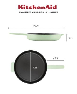 Enameled Cast Iron 12" Skillet with Helper Handle and Pour Spouts