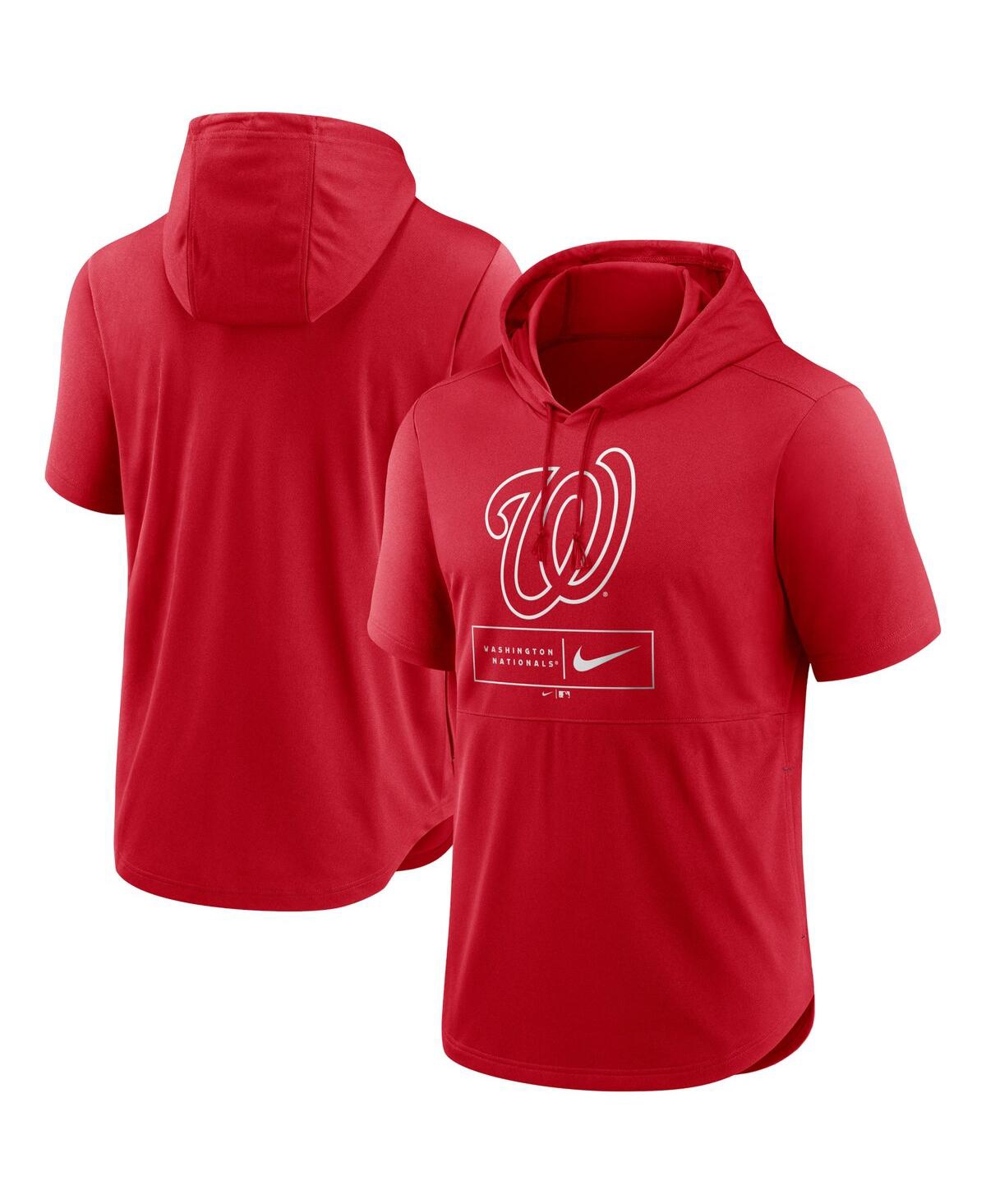 Men's NikeWashington Nationals Logo Lockup Performance Short-Sleeved Pullover Hoodie - Red