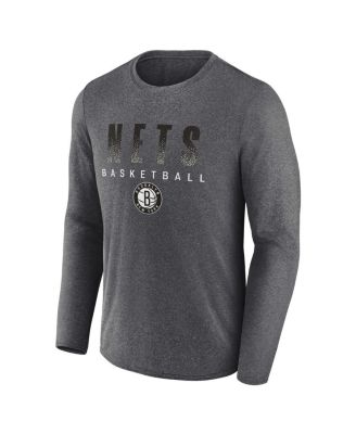 Men's Heathered Charcoal Brooklyn Nets Where Legends Play Iconic Practice Long Sleeve T-shirt
