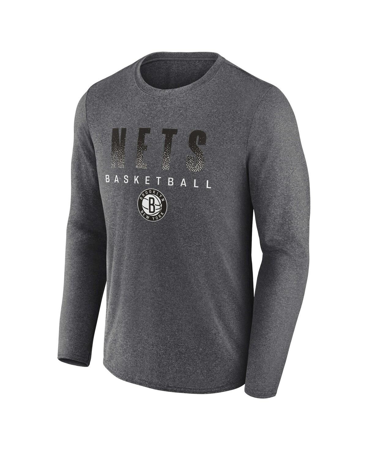 Men's FanaticsBrooklyn Nets Where Legends Play Iconic Practice Long Sleeve T-shirt - Heathered Charcoal