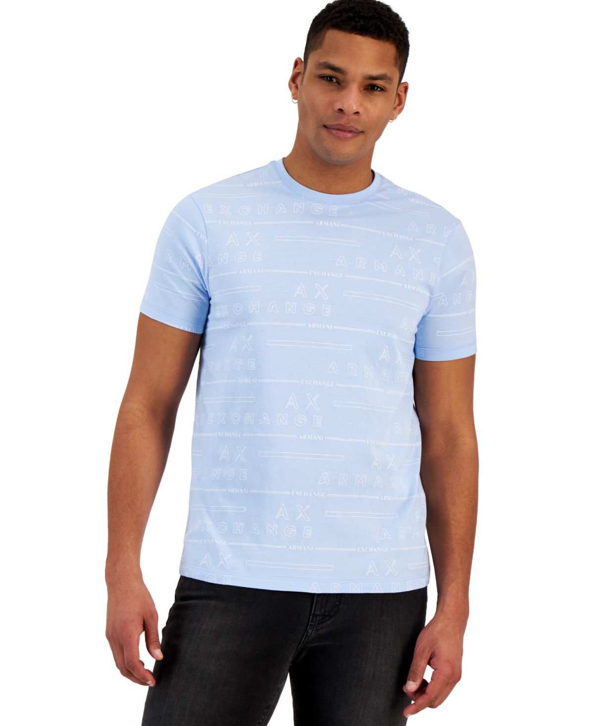 A X Armani Exchange Men's All-over Ax Logo T-shirt, Created Exclusively For Macy's In Open Air