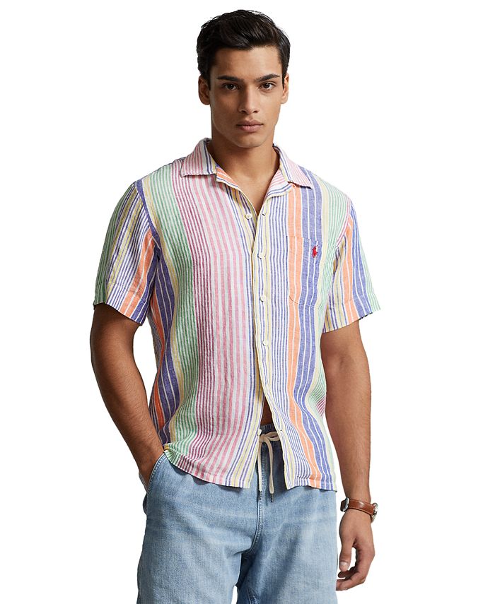Polo Ralph Lauren Men's Classic-Fit Striped Linen Camp Shirt, Created ...