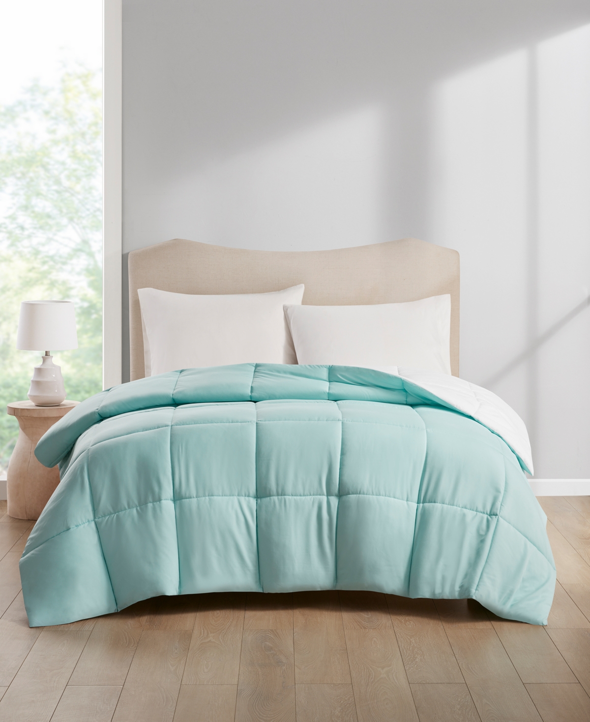 Home Design Lightweight Reversible Down Alternative Microfiber Comforter, King, Created For Macy's In Aqua